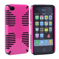 iPhone 4 4S Hybrid Grip Case (Hot Pink-Black) iPhone 4 4S Hybrid Grip Case (Hot Pink-Black)